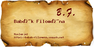Babák Filoména névjegykártya